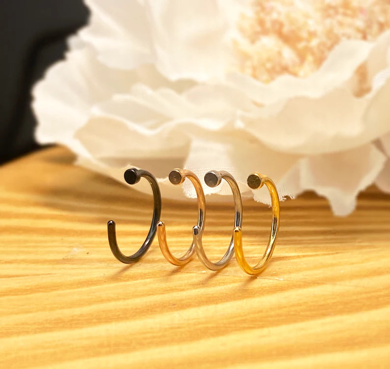 ✨ Surgical Steel Flat End Nose Hoop Ring