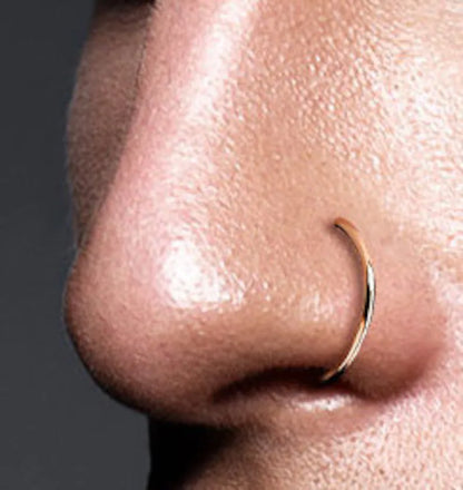 ✨ Titanium D-Shape Flat End Nose Hoop Ring 18G 20G