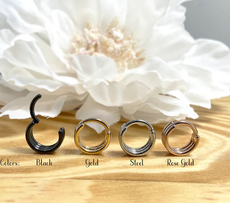 ✨ Triple Layer Hinged Hoop Ring 16G