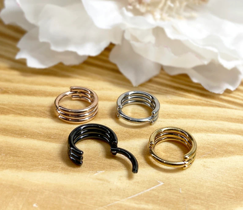 ✨ Triple Layer Hinged Hoop Ring 16G