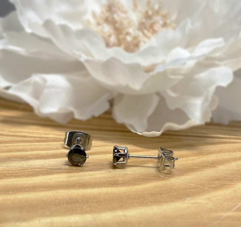 ✨ Surgical Steel Black CZ Stud Earrings