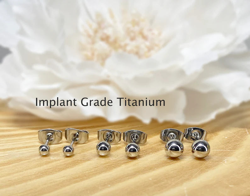 ✨ Titanium Round Ball Stud Earrings