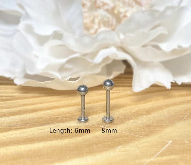 ✨ Surgical Steel Round Ball Top Threadless Labret Bar