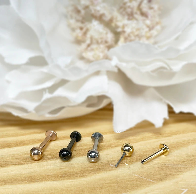 ✨ Surgical Steel Round Ball Top Threadless Labret Bar