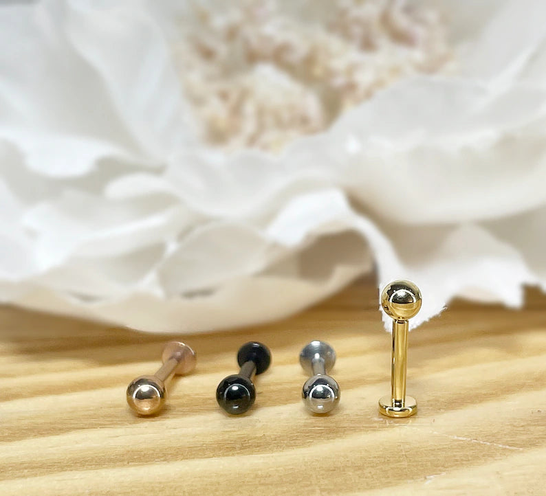 ✨ Surgical Steel Round Ball Top Threadless Labret Bar