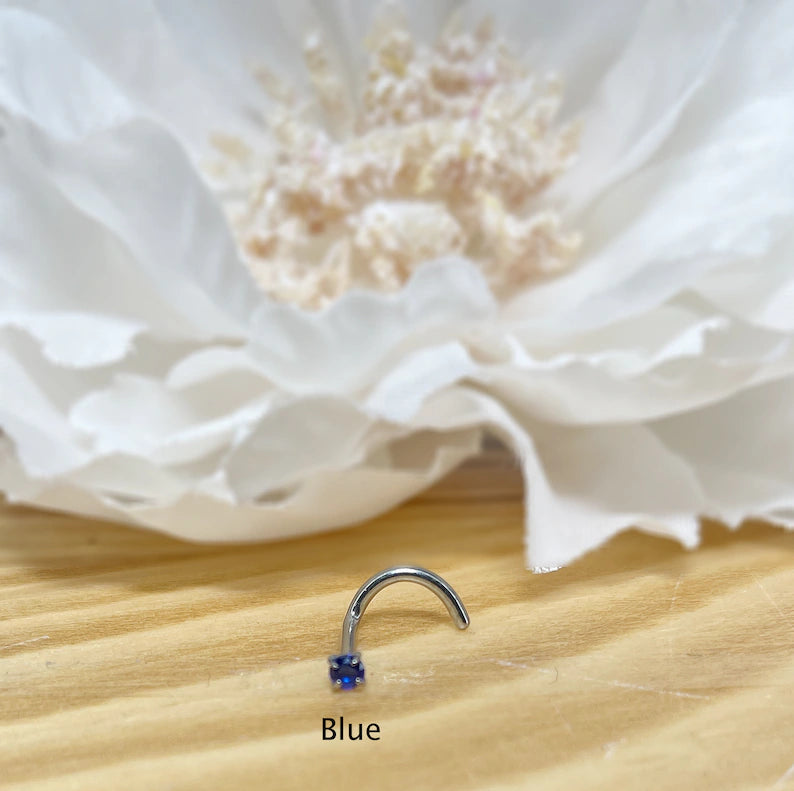 ✨ Titanium 2mm CZ Nose Screw Ring