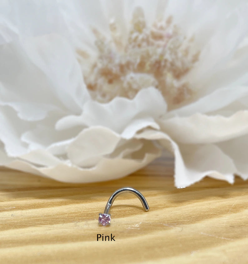 ✨ Titanium 2mm CZ Nose Screw Ring