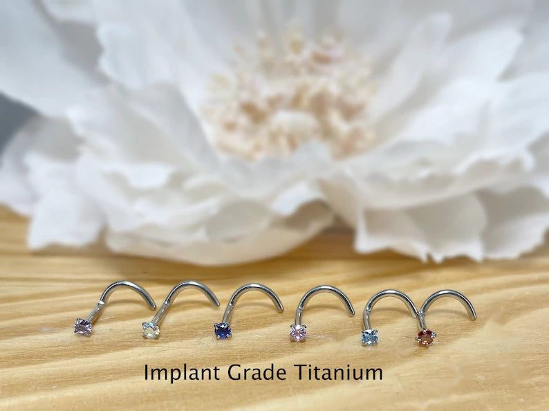 ✨ Titanium 2mm CZ Nose Screw Ring