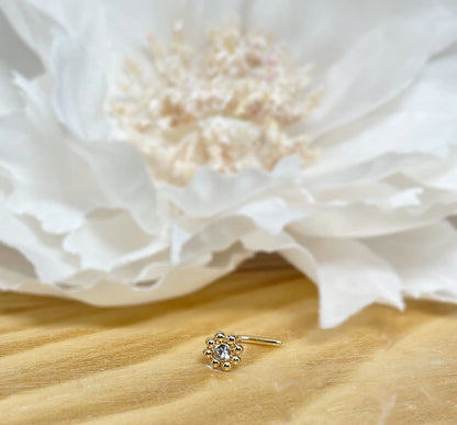 ✨ Round Flower CZ Nose Stud Ring