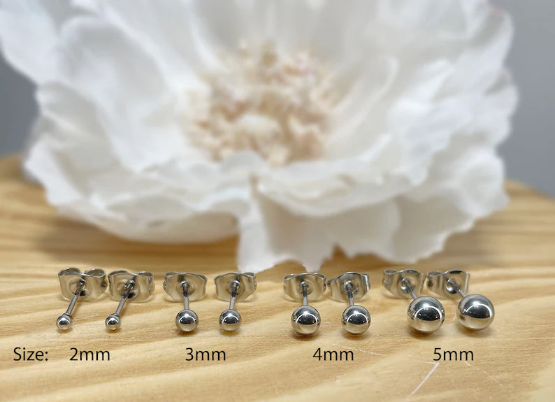 ✨ Surgical Steel Round Ball Stud Earrings