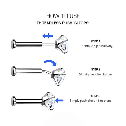 ✨ Titanium Push-In Star Top Labret Bar