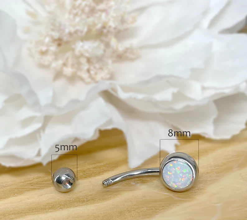 ✨ Surgical Steel Opal Set Belly Button Navel Ring