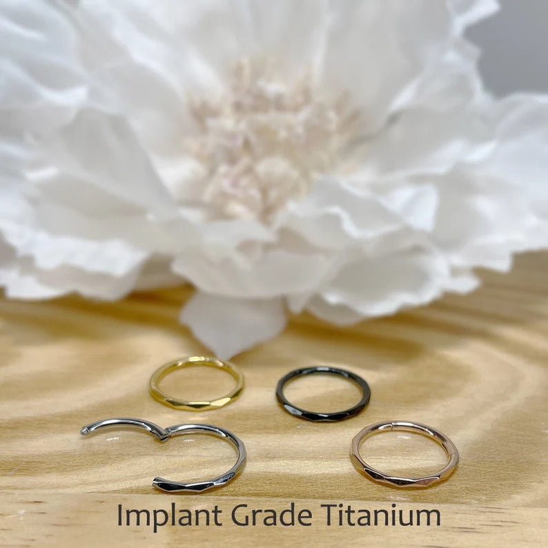 ✨ Titanium Faceted Side Seamless Hinged Clicker Hoop 16G