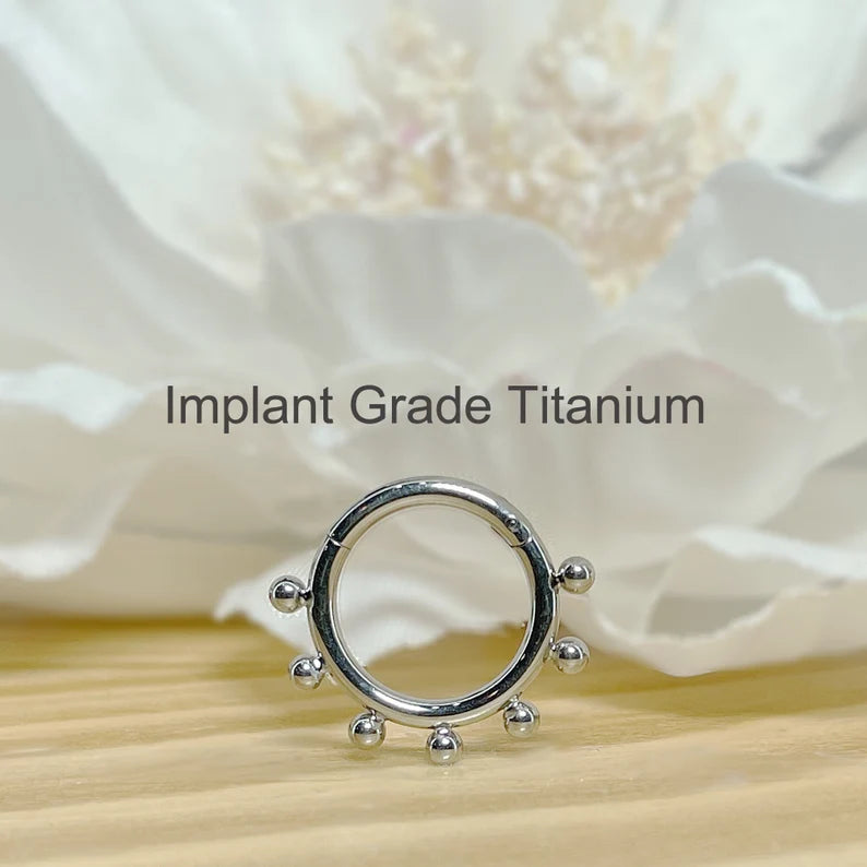 ✨ Titanium Outer Decorative Spheres Hoop 16G