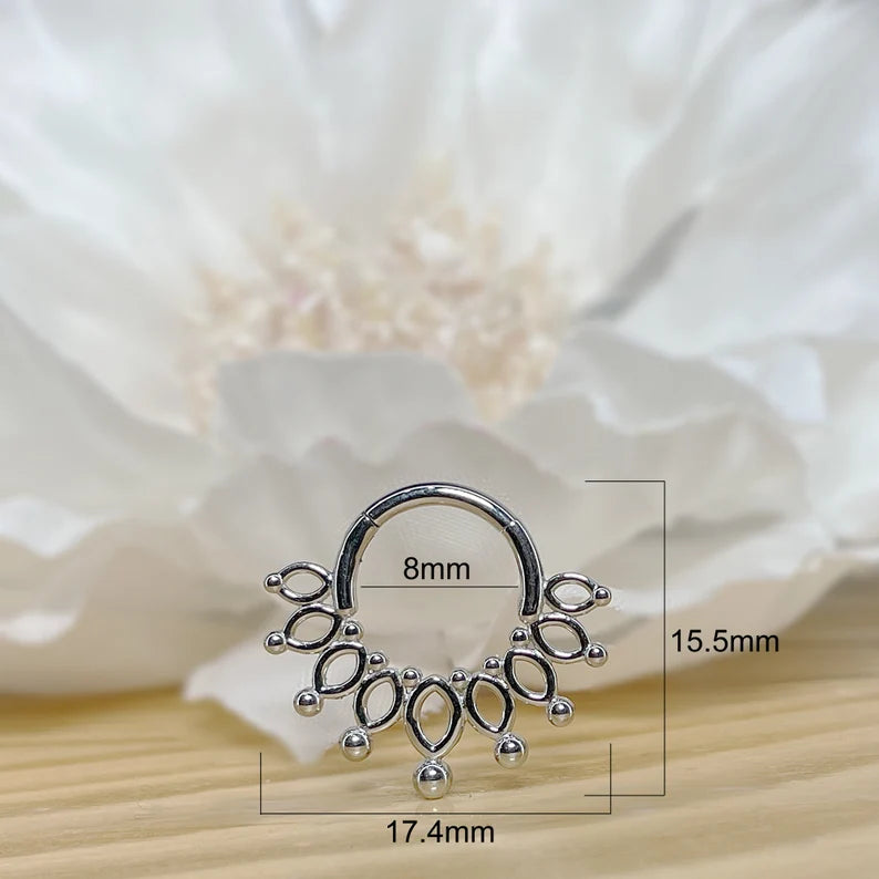 ✨ 16G Beaded End Crown Hinged Clicker Hoop