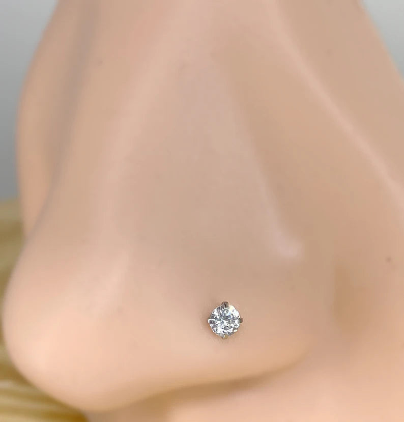 ✨Surgical Steel 3mm CZ L-Bend Nose Stud