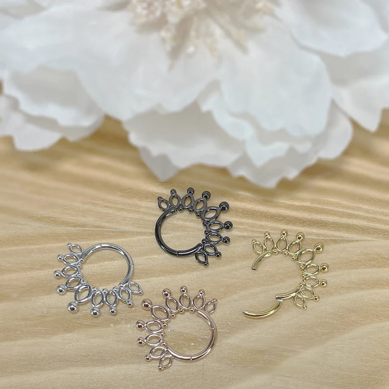 ✨ 16G Beaded End Crown Hinged Clicker Hoop