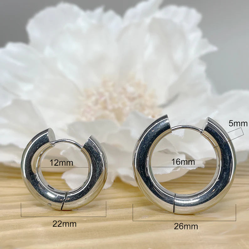 ✨ Surgical Steel Thick Bulky Heavy 5mm Hoop Earrings