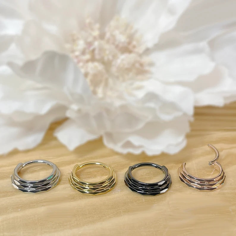 ✨ Titanium Triple Faceted Hinged Clicker Hoop