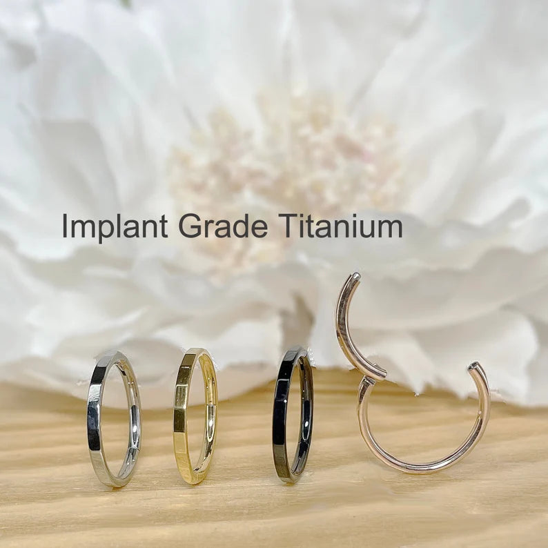 ✨ Titanium Faceted Hinged Clicker Hoop