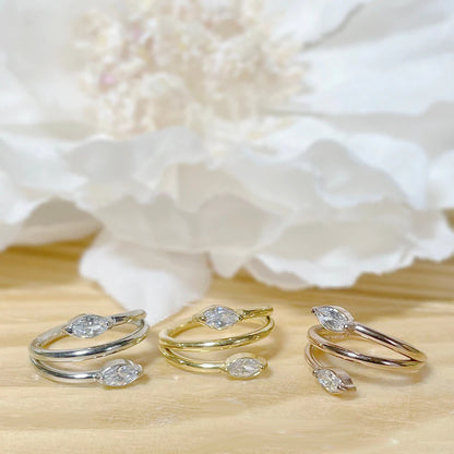 ✨ Double Vine Marquise CZ Hinged Clicker Hoop 16G