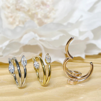 ✨ Double Vine Marquise CZ Hinged Clicker Hoop 16G