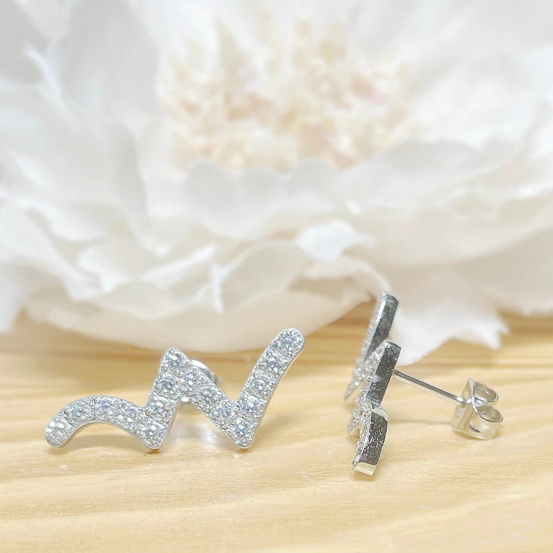 ✨ Stainless Steel Wave Style CZ Stud Earrings