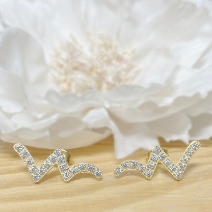 ✨ Stainless Steel Wave Style CZ Stud Earrings