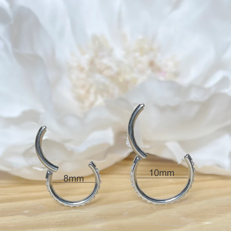 ✨ Titanium Pearls Hinged Clicker Hoop