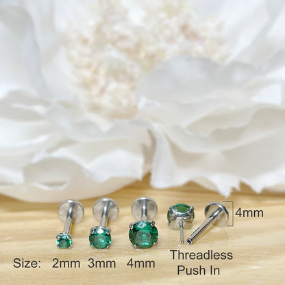 ✨ Titanium Emerald Green CZ Top Threadless  Labret