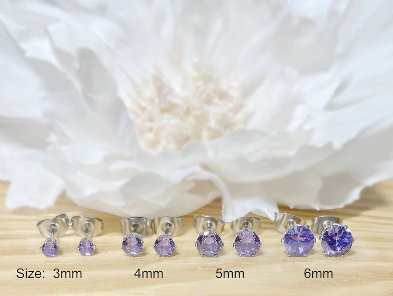 ✨ Surgical Steel Tanzanite CZ Stud Earrings