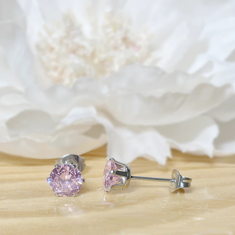 ✨ Surgical Steel Pink CZ Stud Earrings