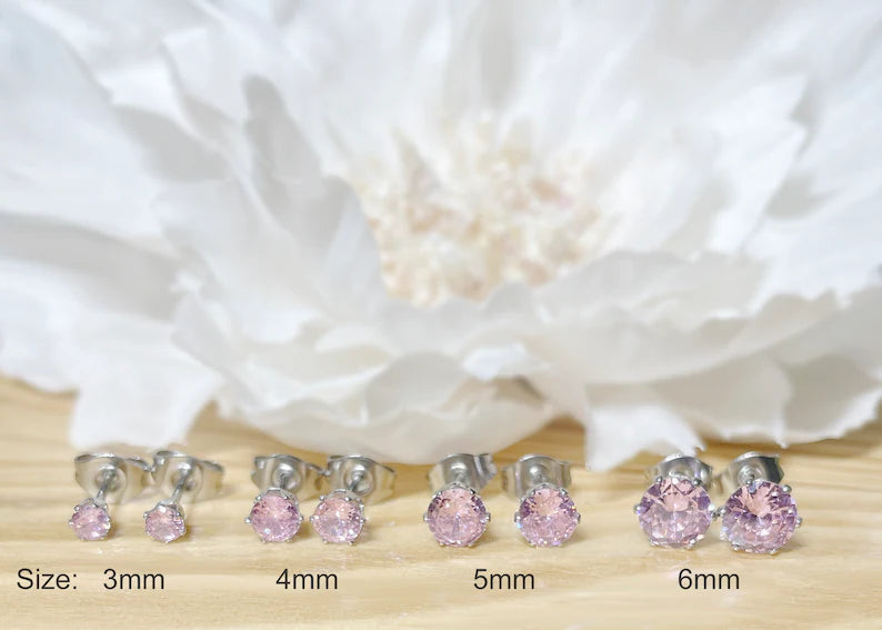 ✨ Surgical Steel Pink CZ Stud Earrings