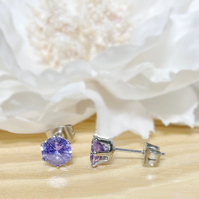 ✨ Surgical Steel Tanzanite CZ Stud Earrings