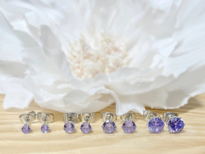 ✨ Surgical Steel Tanzanite CZ Stud Earrings