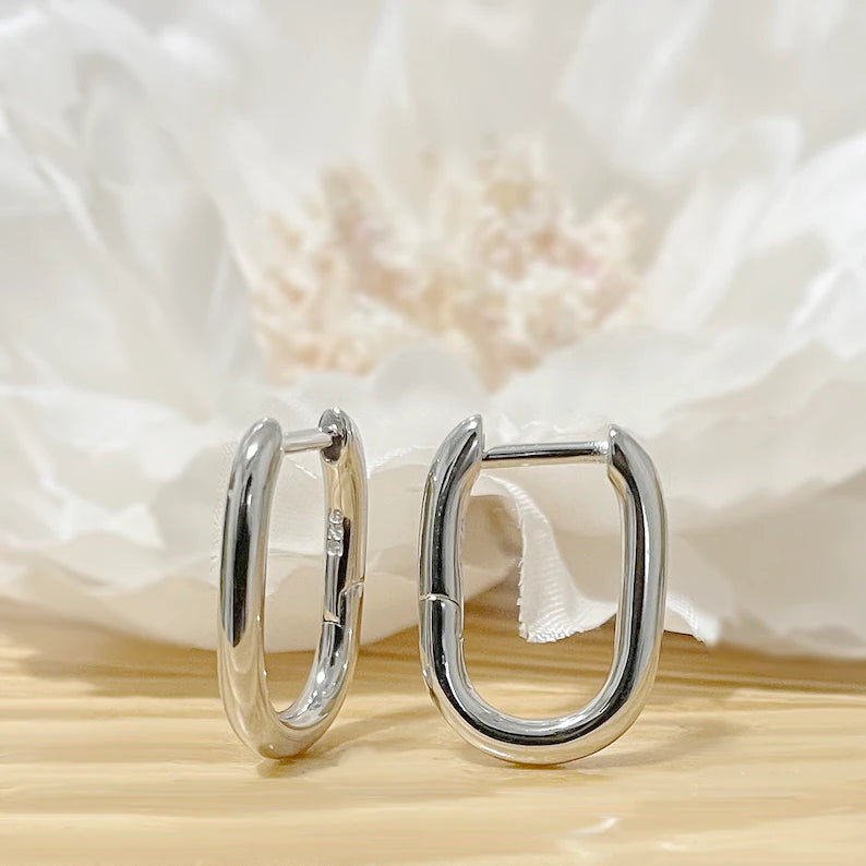 ✨ 925 Silver Rectangular Hoop Earrings