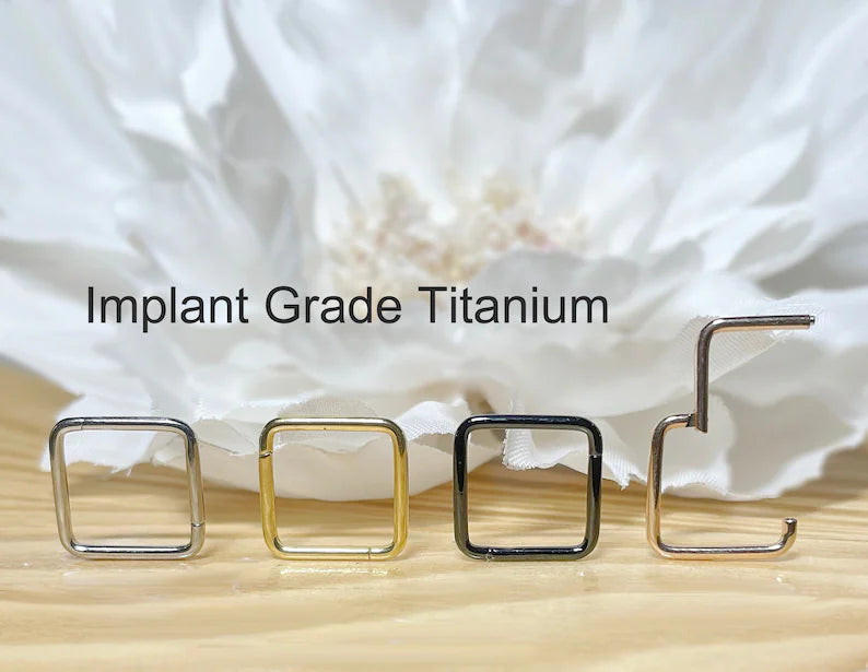 ✨ Titanium Square Hinged Segment Hoop Ring