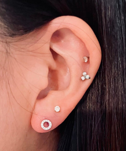 ✨ 925 Silver CZ Stud Earrings Circle/Triangle/Lightning/Crescent