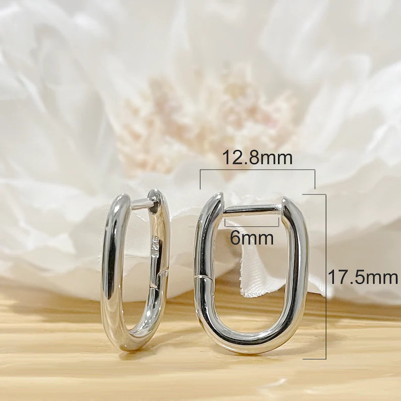 ✨ 925 Silver Rectangular Hoop Earrings