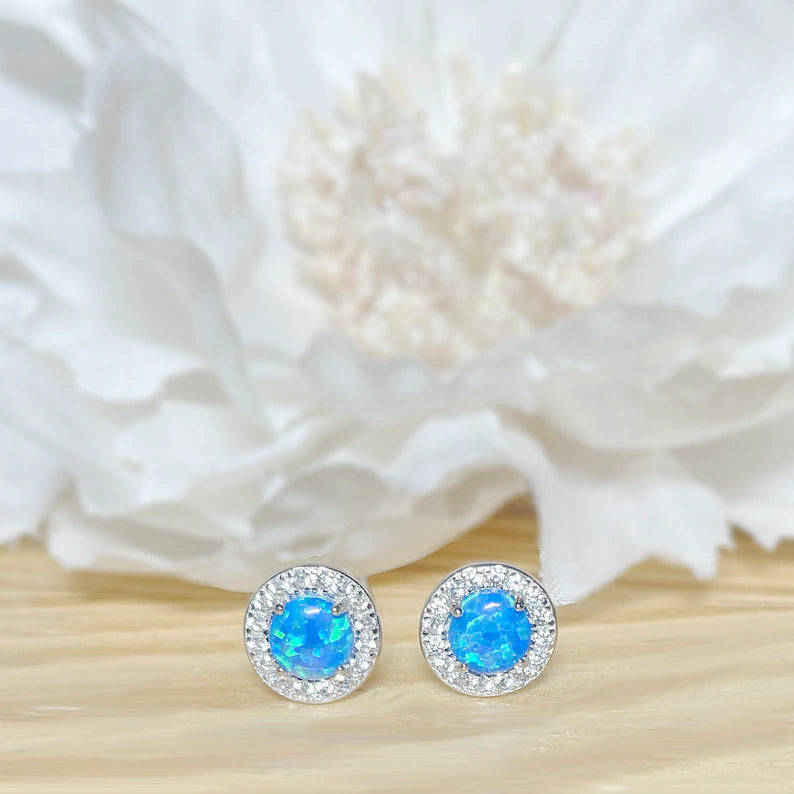 ✨ 925 Silver Opal Stud Earrings