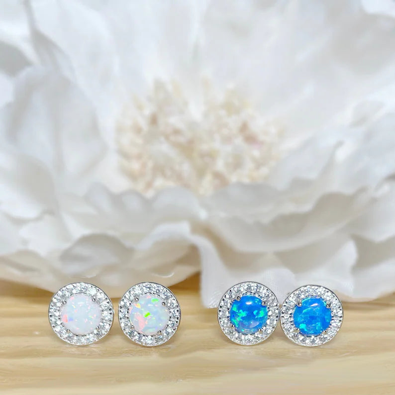 ✨ 925 Silver Opal Stud Earrings