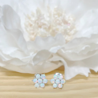 ✨ 925 Silver Opal Flower Stud Earrings