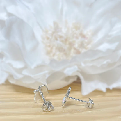 ✨ 925 Silver Hamsa Opal Stud Earrings
