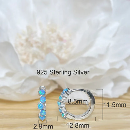 ✨ 925 Silver Dainty Opal Hoop Earrings