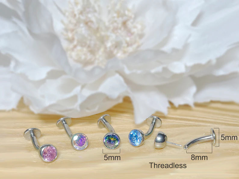 ✨  Titanium Threadless CZ Ball Belly Ring