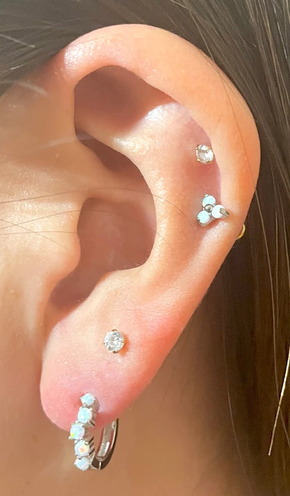 ✨ 925 Silver Dainty Opal Hoop Earrings