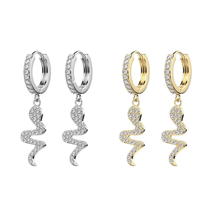 ✨ Surgical Steel Snake Dangle Hoop CZ Earrings