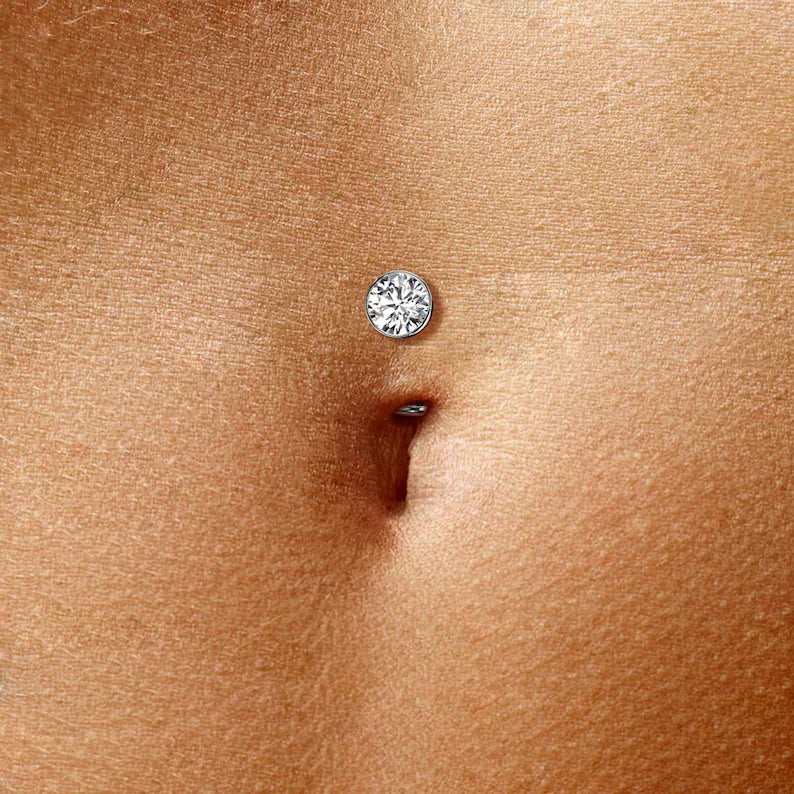 ✨  Titanium Threadless CZ Ball Belly Ring