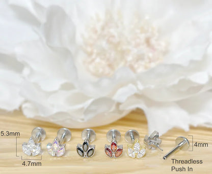 ✨ Titanium 3-Marquise CZ Top Threadless Labret Bar