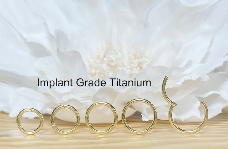 ✨ Gold Titanium Plain Hinged Clicker Hoop Ring